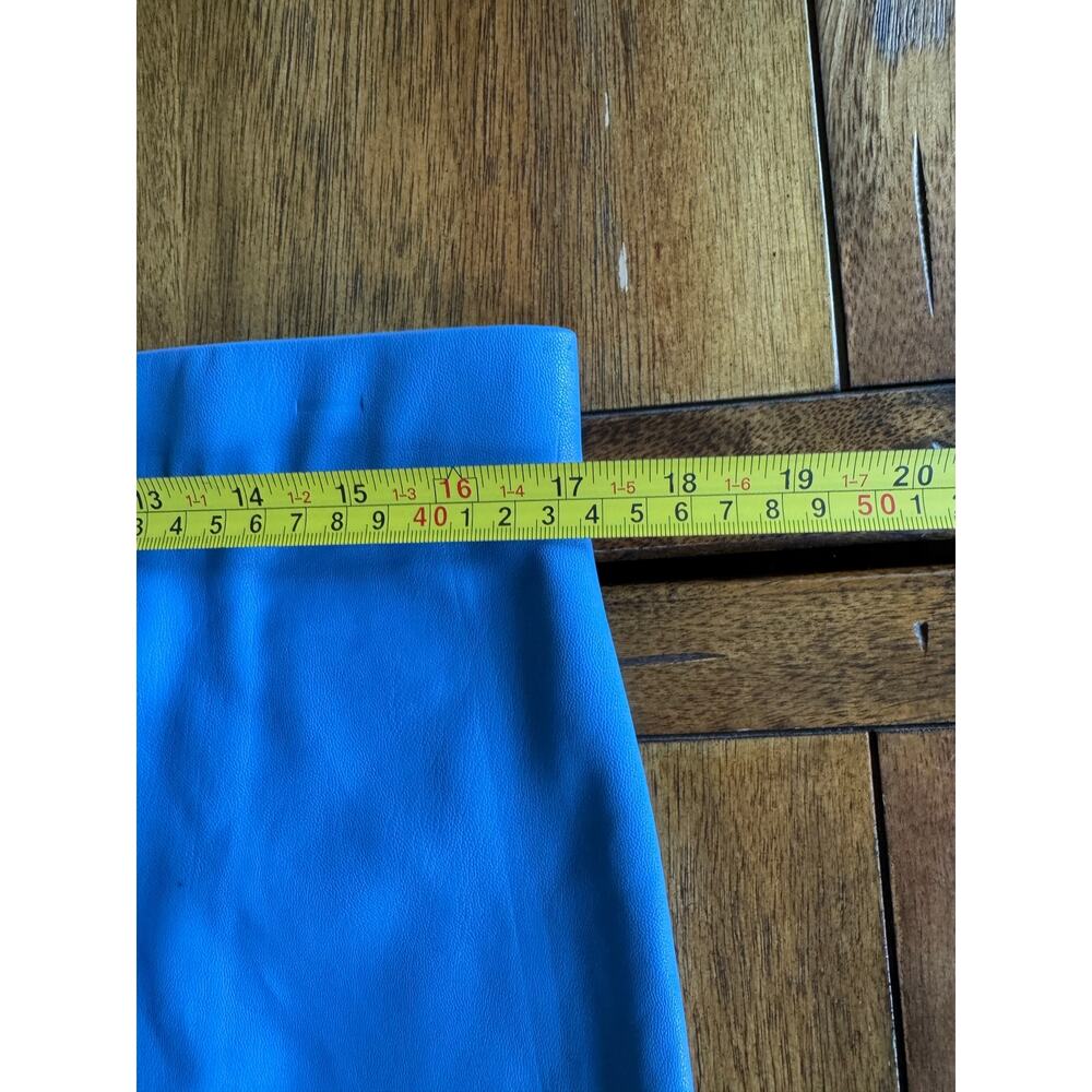 Maree Pour Toi Blue Faux Leather Wrap Skirt Size 12 - Picture 6 of 15